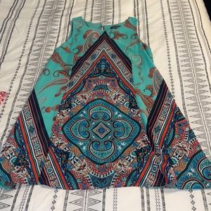 Multicolored polyester sleeveless mini dress